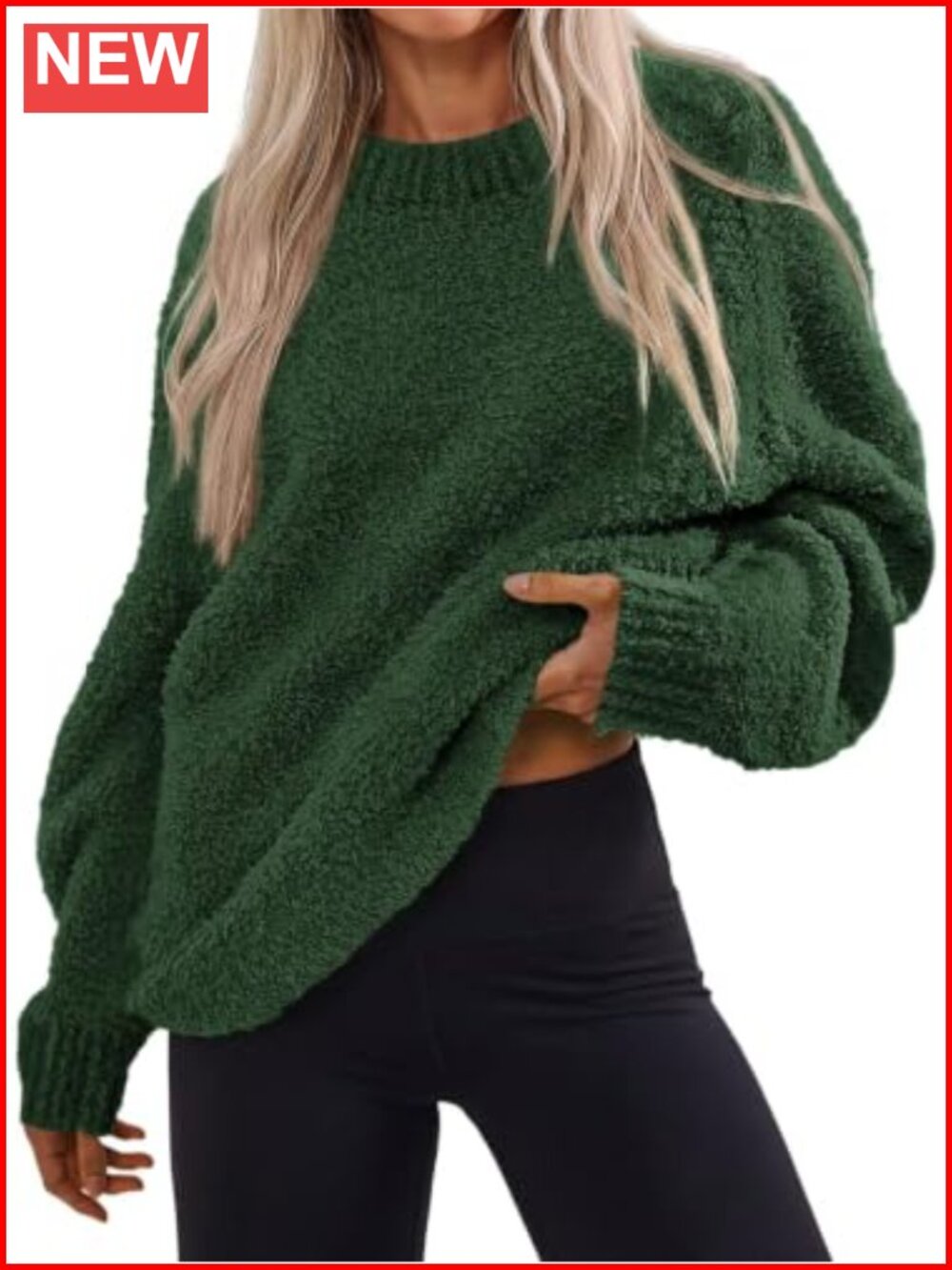 Oversized Fuzzy Chunky Knit Pullover Sweater Crewneck Long Sleeve